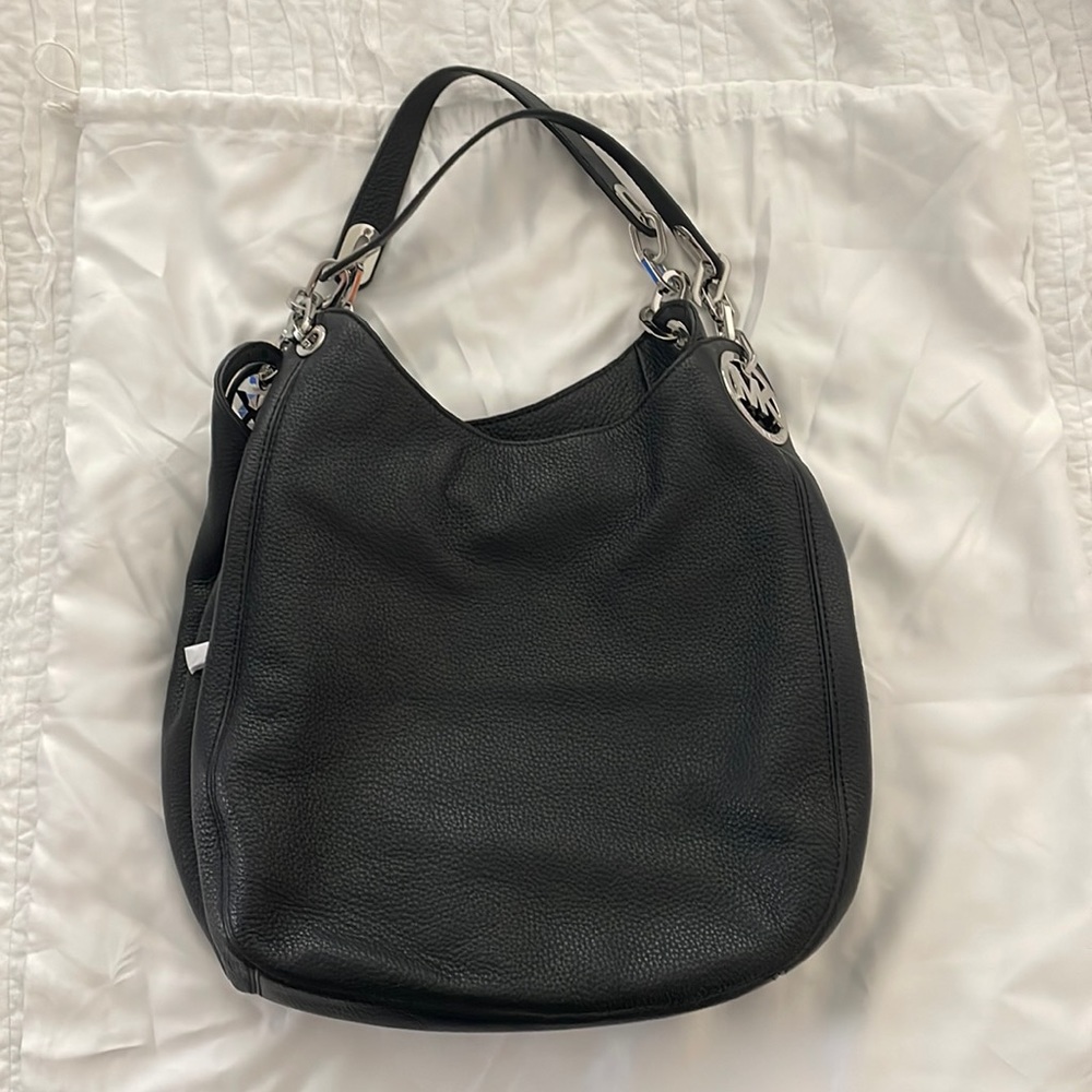 NWT Michael Kors Fulton large shoulder tote black leather